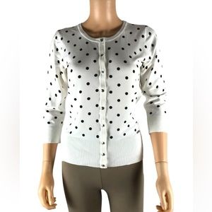 Tahari Polka Dot Fitted Cardigan Size Small